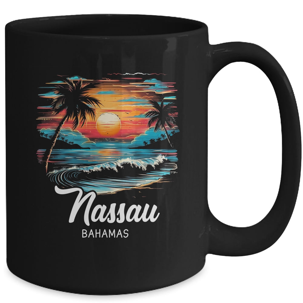 Family Vacation Retro Sunset Bahamas Nassau Mug | teecentury