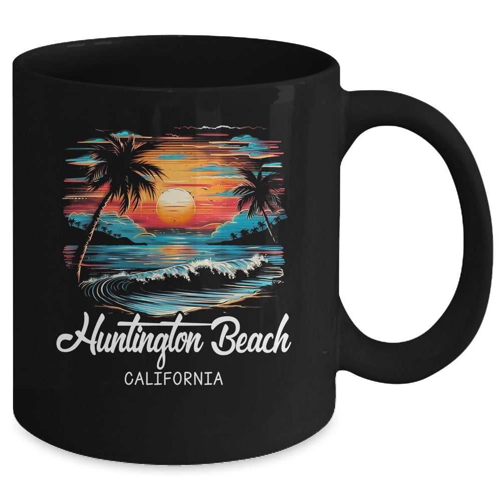 Family Vacation Retro Sunset California Huntington Beach Mug | teecentury