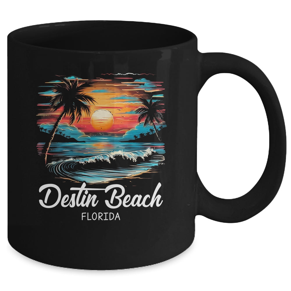Family Vacation Retro Sunset Florida Destin Beach Mug | teecentury