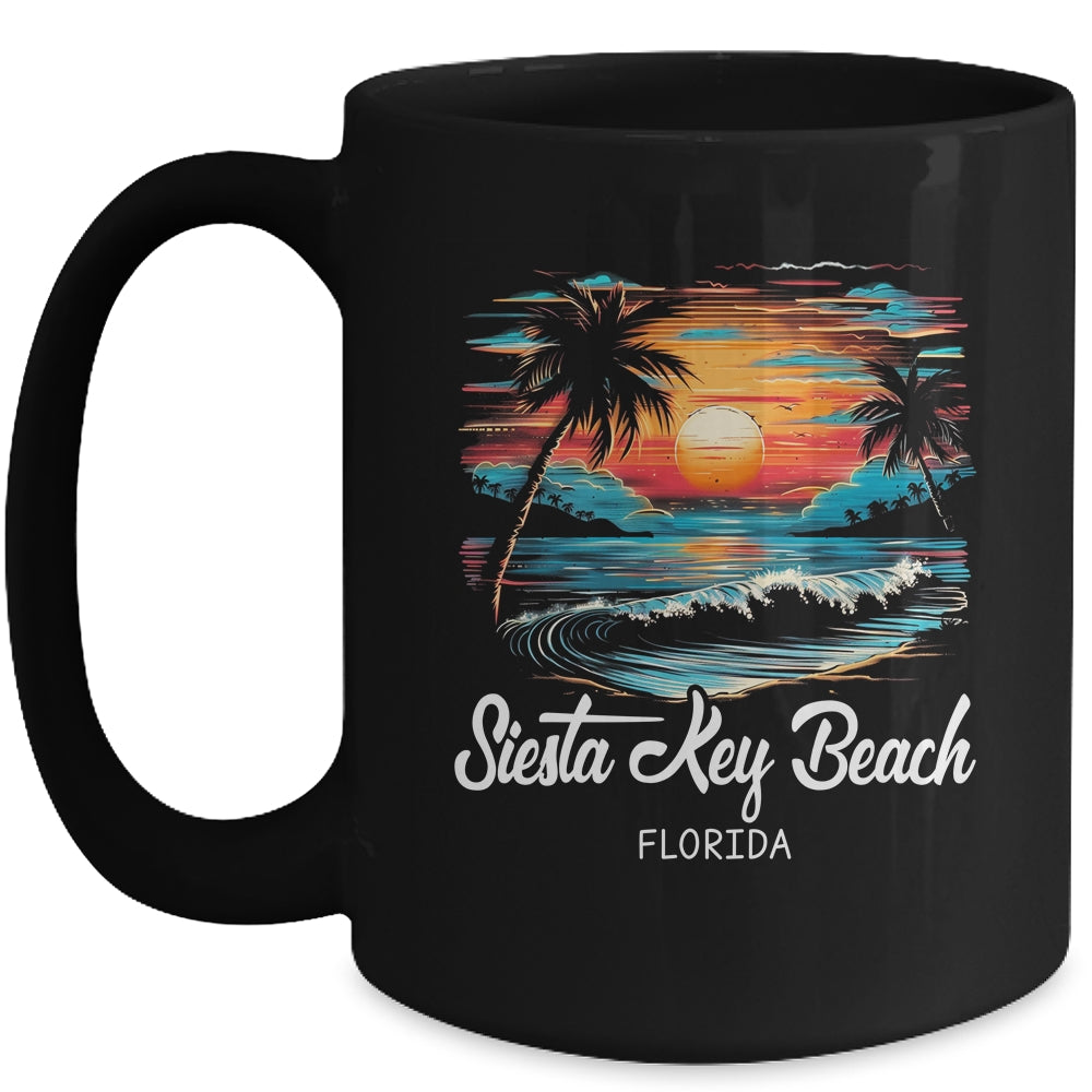 Family Vacation Retro Sunset Florida Siesta Key Beach Mug | teecentury