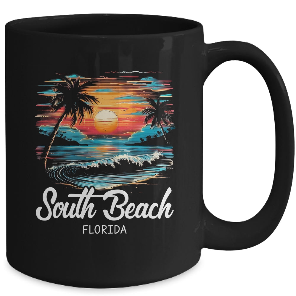 Family Vacation Retro Sunset Florida South Beach Mug | teecentury