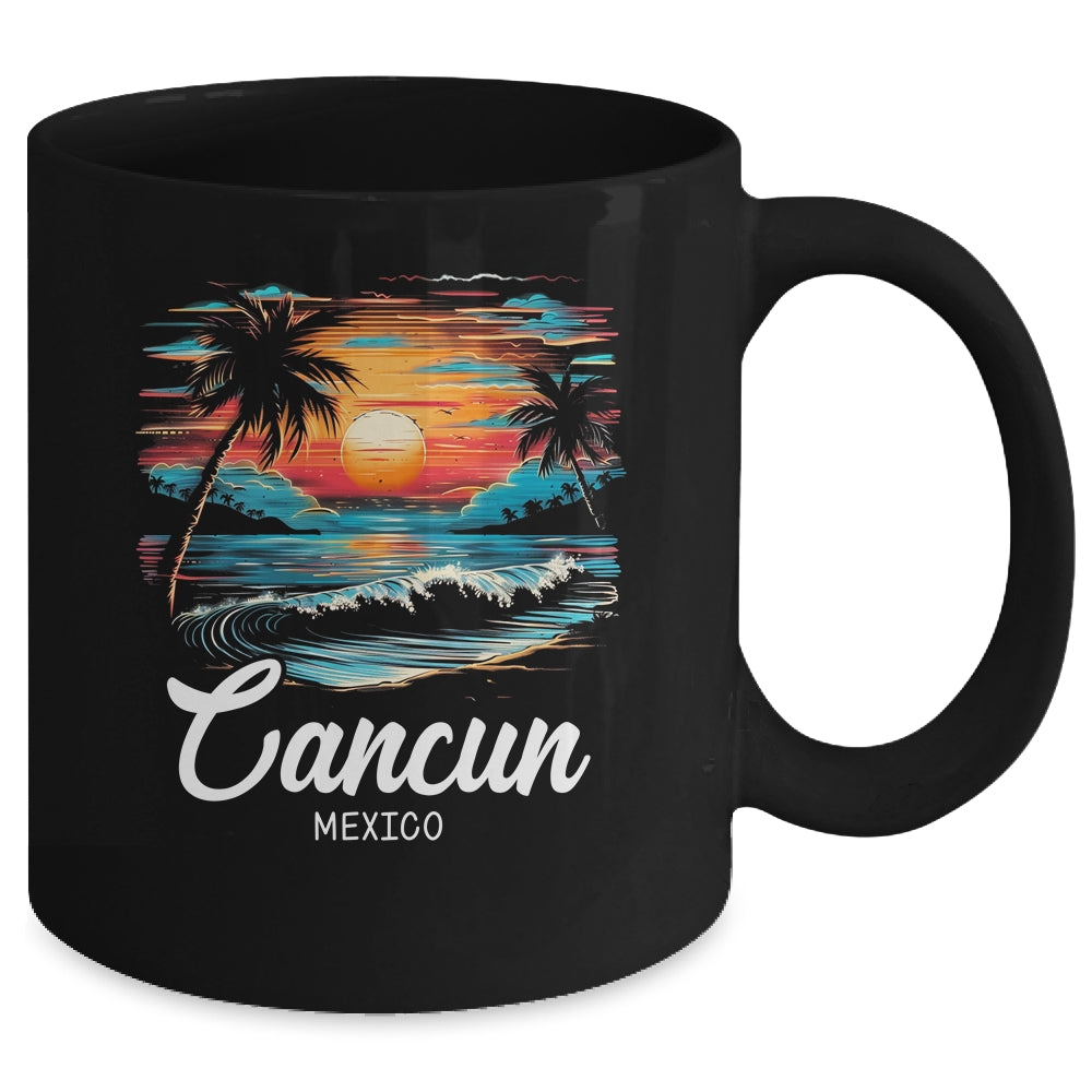 Family Vacation Retro Sunset Mexico Cancun Mug | teecentury