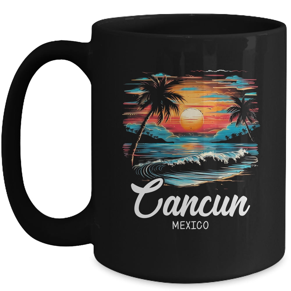 Family Vacation Retro Sunset Mexico Cancun Mug | teecentury