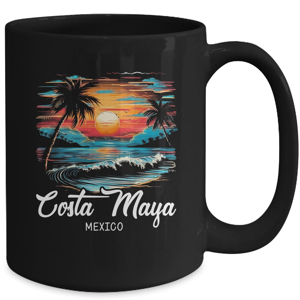 Family Vacation Retro Sunset Mexico Costa Maya Mug | teecentury
