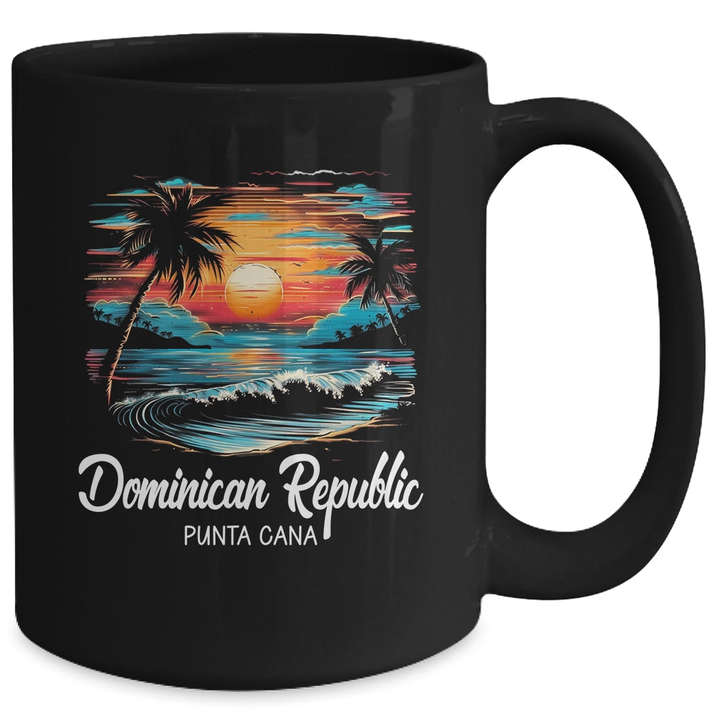 Family Vacation Retro Sunset Punta Cana Dominican Republic Mug | teecentury