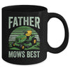 Father Mows Best Funny Dad Riding Mower Retro Mowing Lawn Mug | teecentury