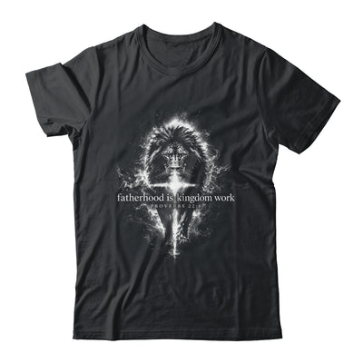 Fatherhood Is Kingdom Work Retro Faith Based Lion Cross Shirt & Hoodie | teecentury