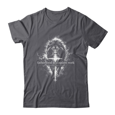 Fatherhood Is Kingdom Work Retro Faith Based Lion Cross Shirt & Hoodie | teecentury