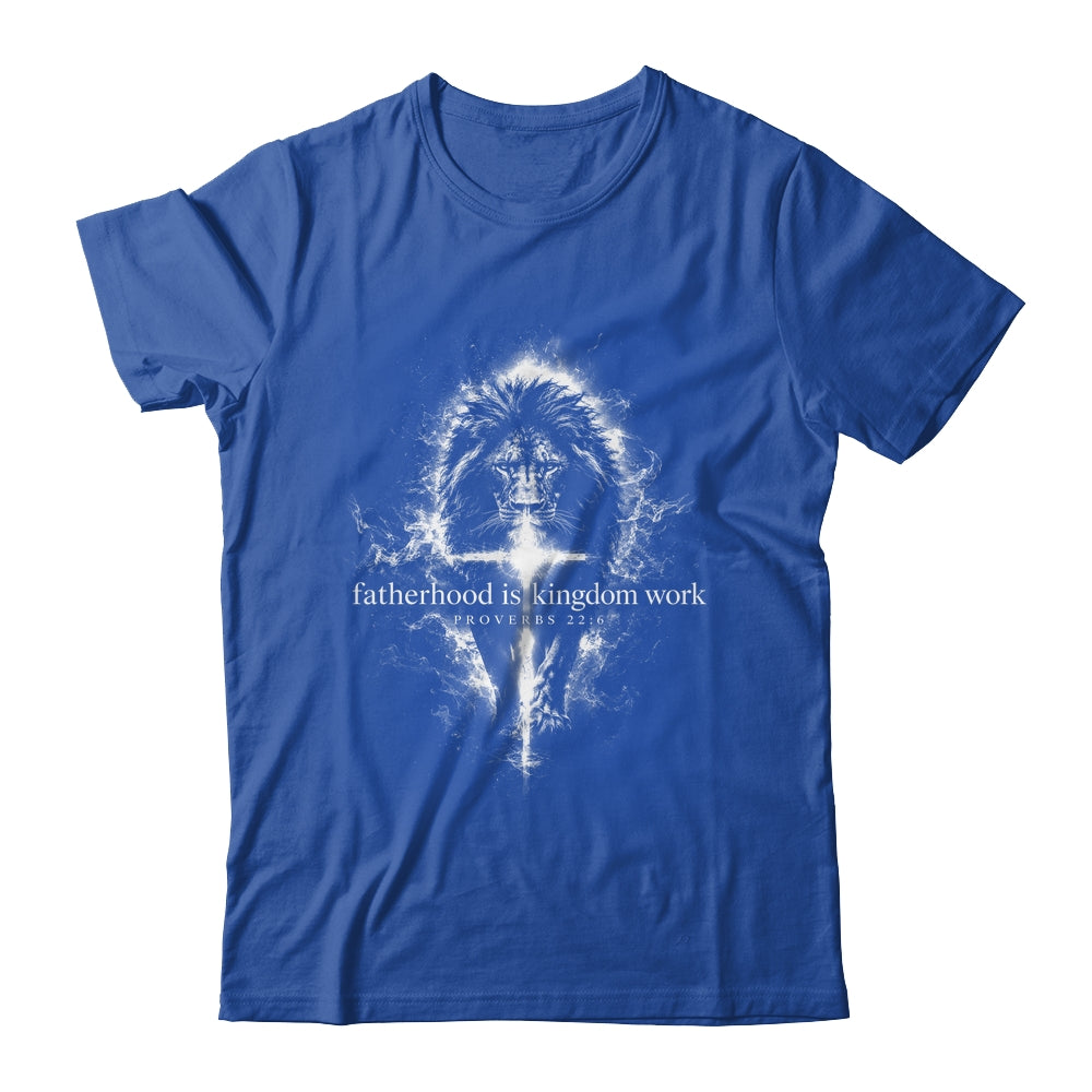 Fatherhood Is Kingdom Work Retro Faith Based Lion Cross Shirt & Hoodie | teecentury