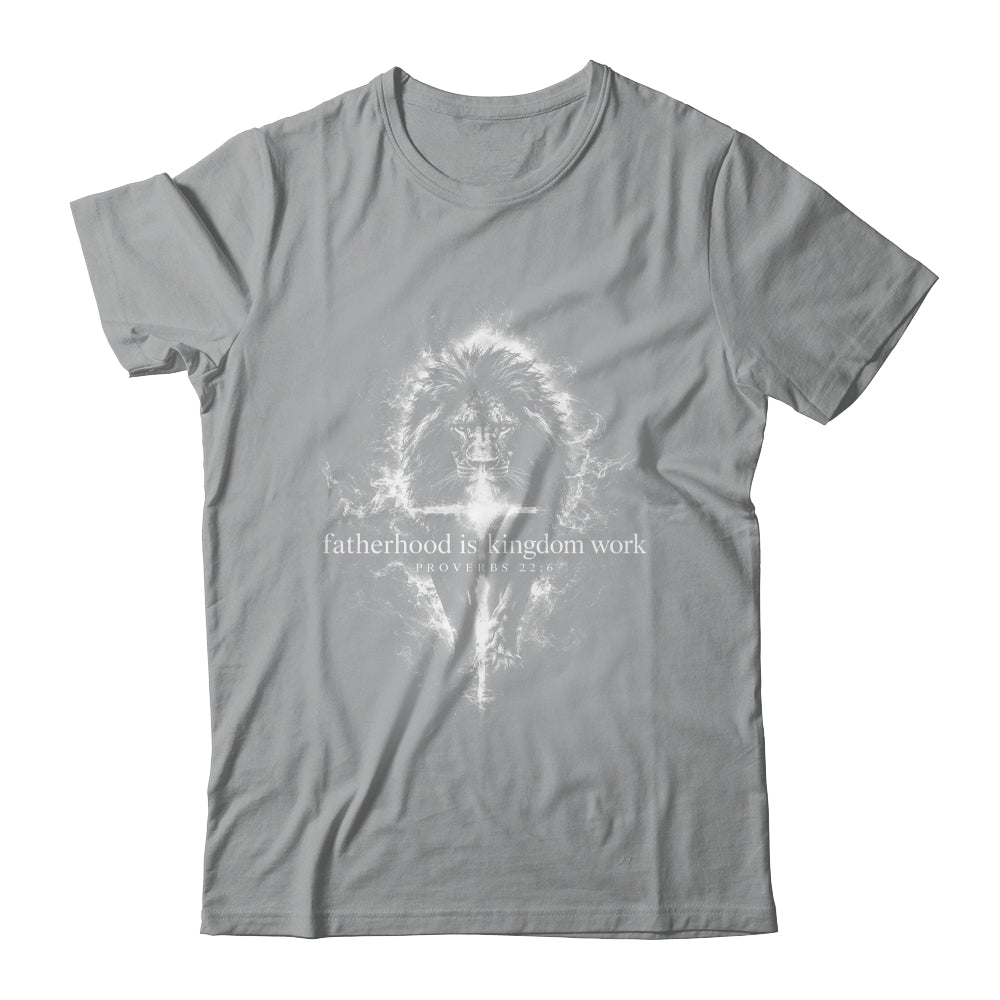 Fatherhood Is Kingdom Work Retro Faith Based Lion Cross Shirt & Hoodie | teecentury