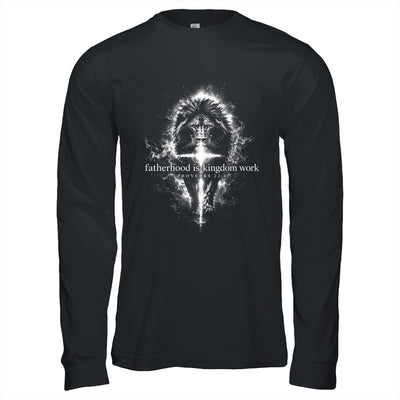 Fatherhood Is Kingdom Work Retro Faith Based Lion Cross Shirt & Hoodie | teecentury