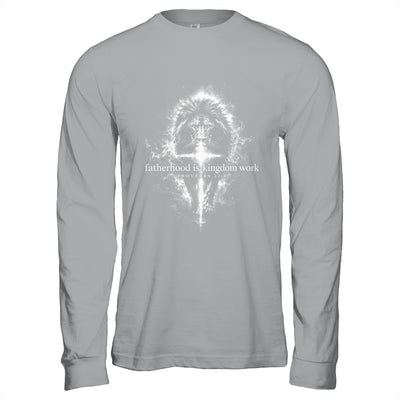 Fatherhood Is Kingdom Work Retro Faith Based Lion Cross Shirt & Hoodie | teecentury