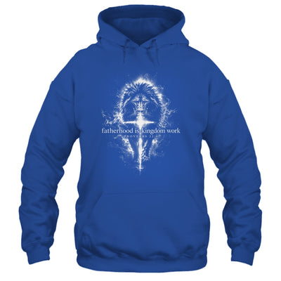 Fatherhood Is Kingdom Work Retro Faith Based Lion Cross Shirt & Hoodie | teecentury