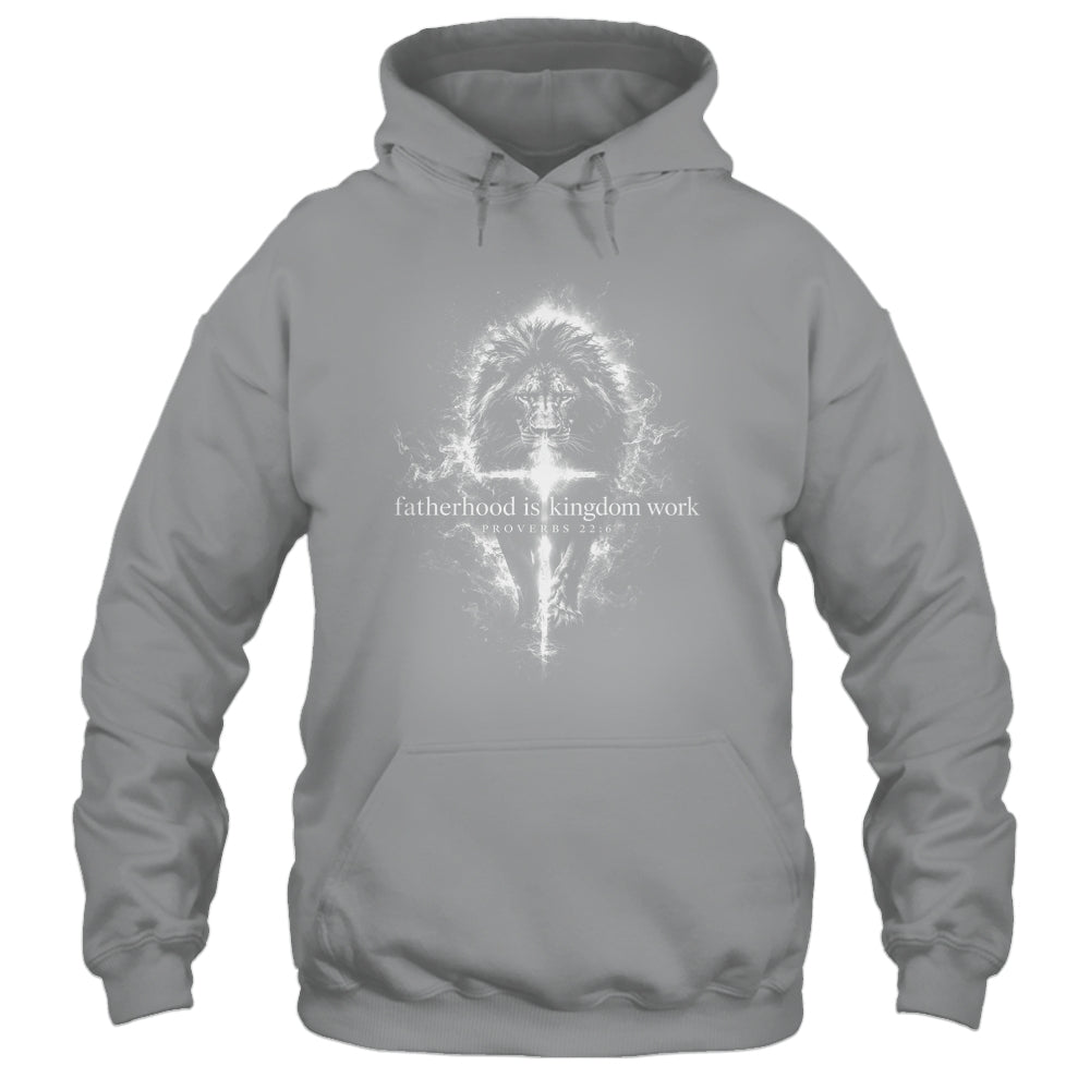 Fatherhood Is Kingdom Work Retro Faith Based Lion Cross Shirt & Hoodie | teecentury