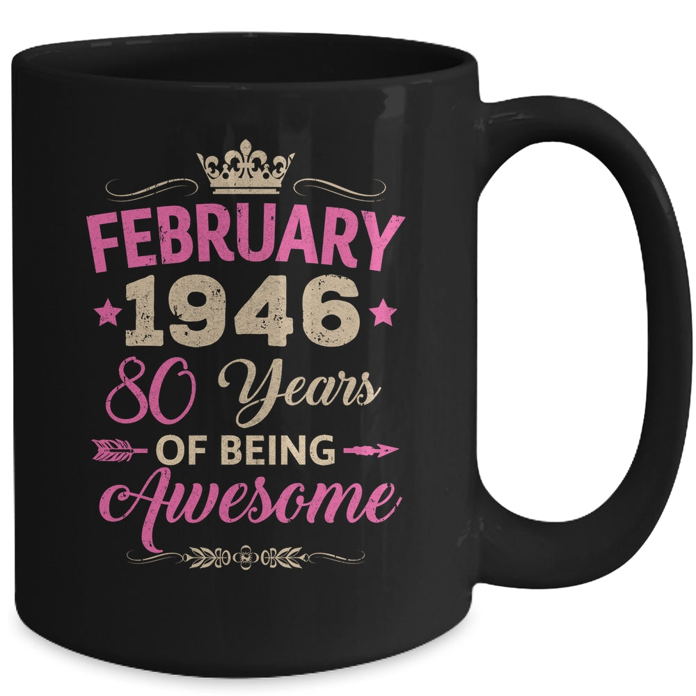 February 1946 80 Years Of Being Awesome Retro 80th Birthday Mug | teecentury