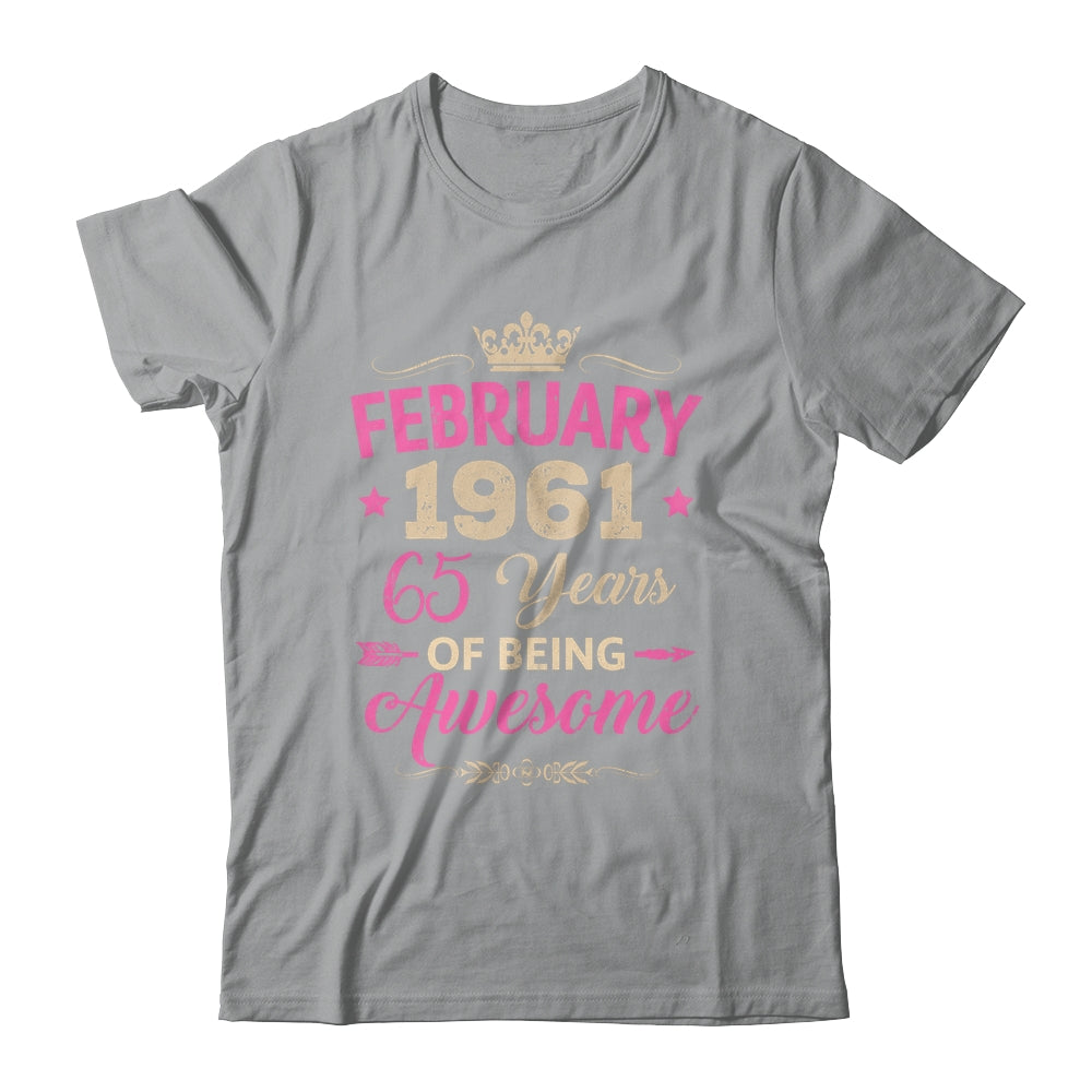 February 1961 65 Years Of Being Awesome Retro 65th Birthday Shirt & Tank Top | teecentury