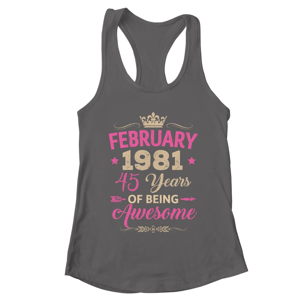 February 1981 45 Years Of Being Awesome Retro 45th Birthday Shirt & Tank Top | teecentury