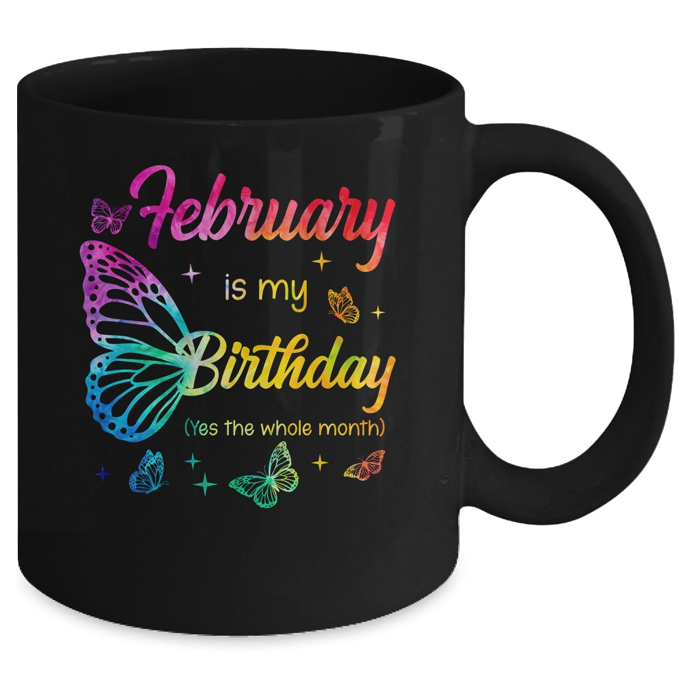 February Birthday For Women Girls Butterfly Tie Dye Theme Mug | teecentury