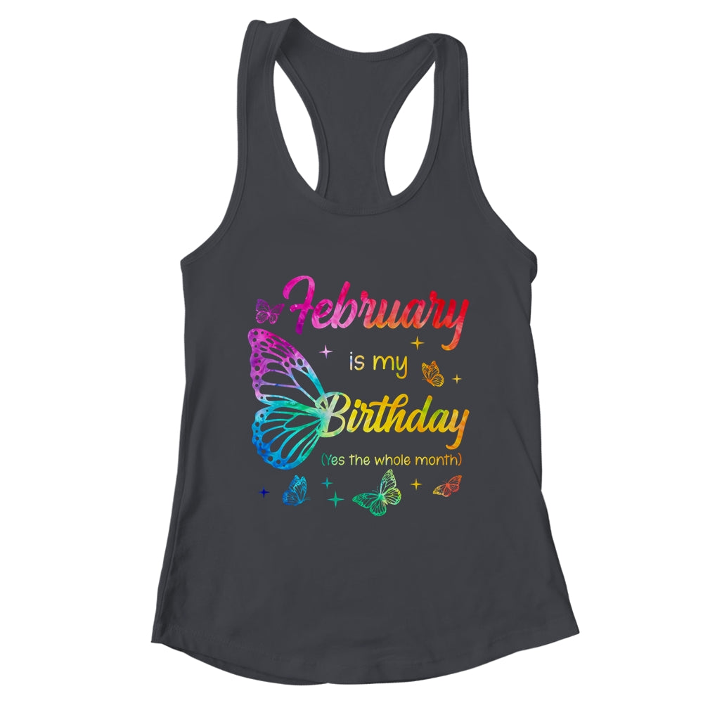 February Birthday For Women Girls Butterfly Tie Dye Theme Shirt & Tank Top | teecentury
