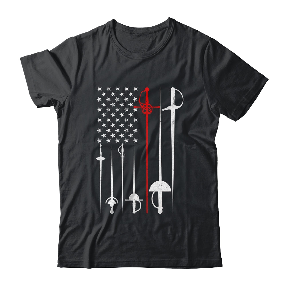 Fencing Art For Men Women American US Flag Fencing Coach Shirt & Hoodie | teecentury