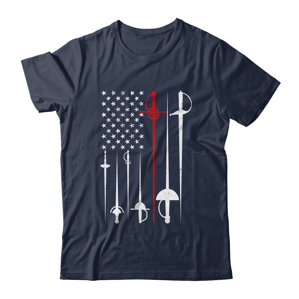 Fencing Art For Men Women American US Flag Fencing Coach Shirt & Hoodie | teecentury