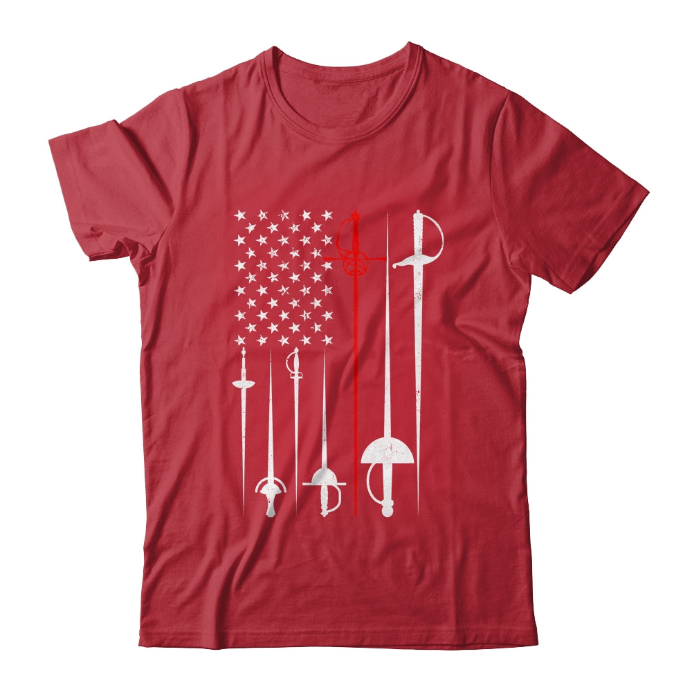 Fencing Art For Men Women American US Flag Fencing Coach Shirt & Hoodie | teecentury
