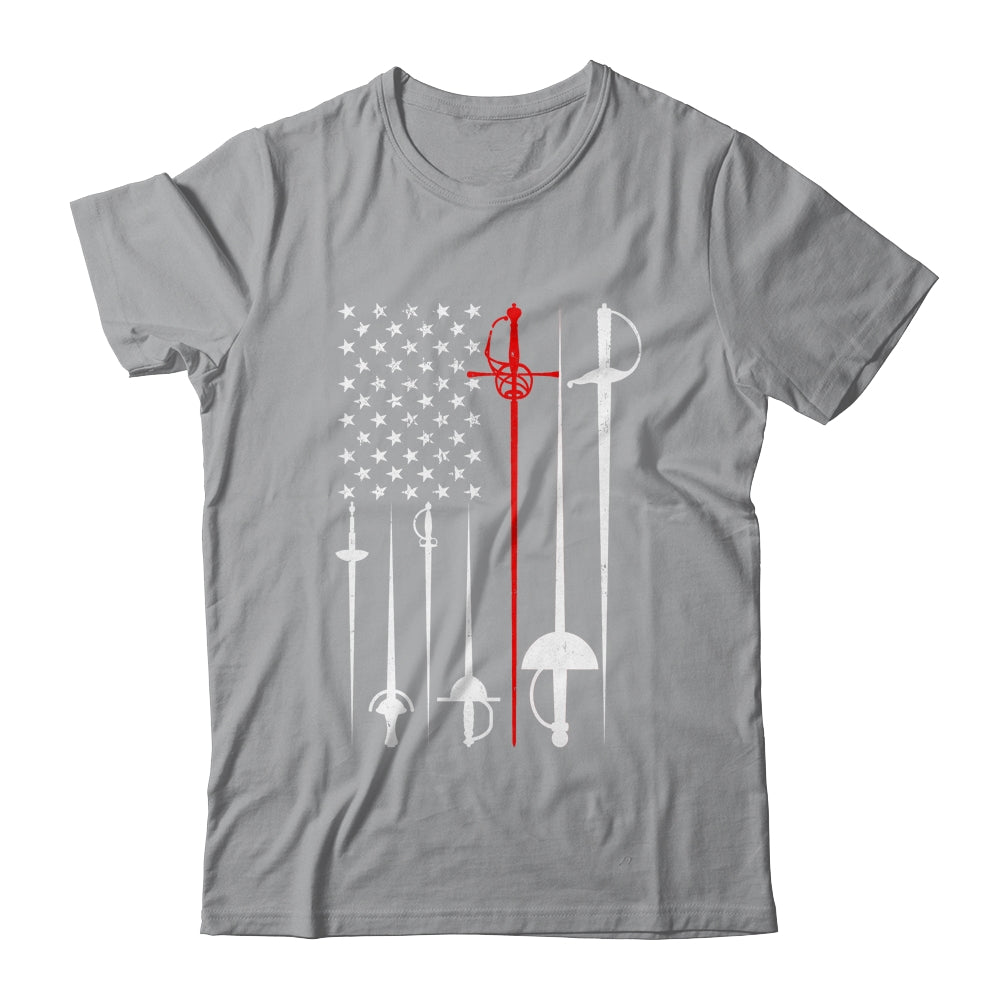 Fencing Art For Men Women American US Flag Fencing Coach Shirt & Hoodie | teecentury