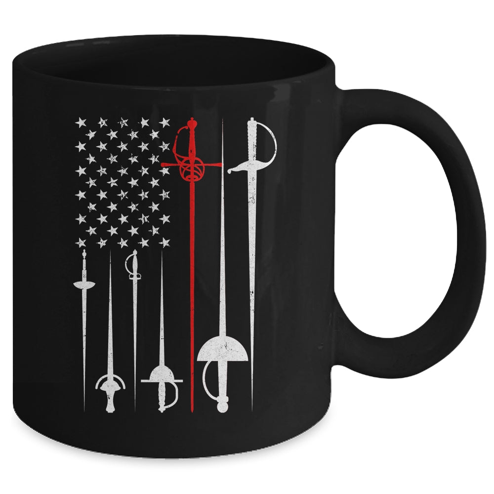 Fencing Art For Men Women American US Flag Fencing Coach Mug | teecentury