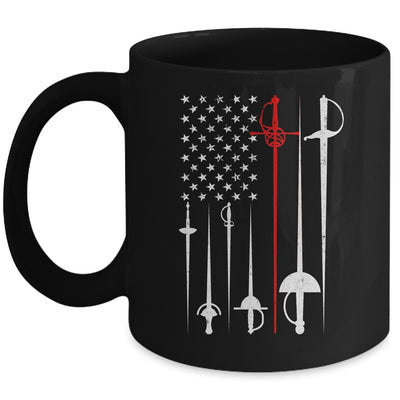 Fencing Art For Men Women American US Flag Fencing Coach Mug | teecentury