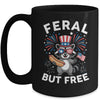 Feral But Free Patriotic Raccoon 4th Of July Raccoon Hotdog Mug | teecentury