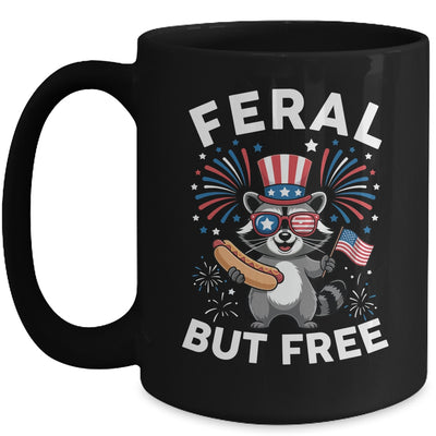 Feral But Free Patriotic Raccoon 4th Of July Raccoon Hotdog Mug | teecentury