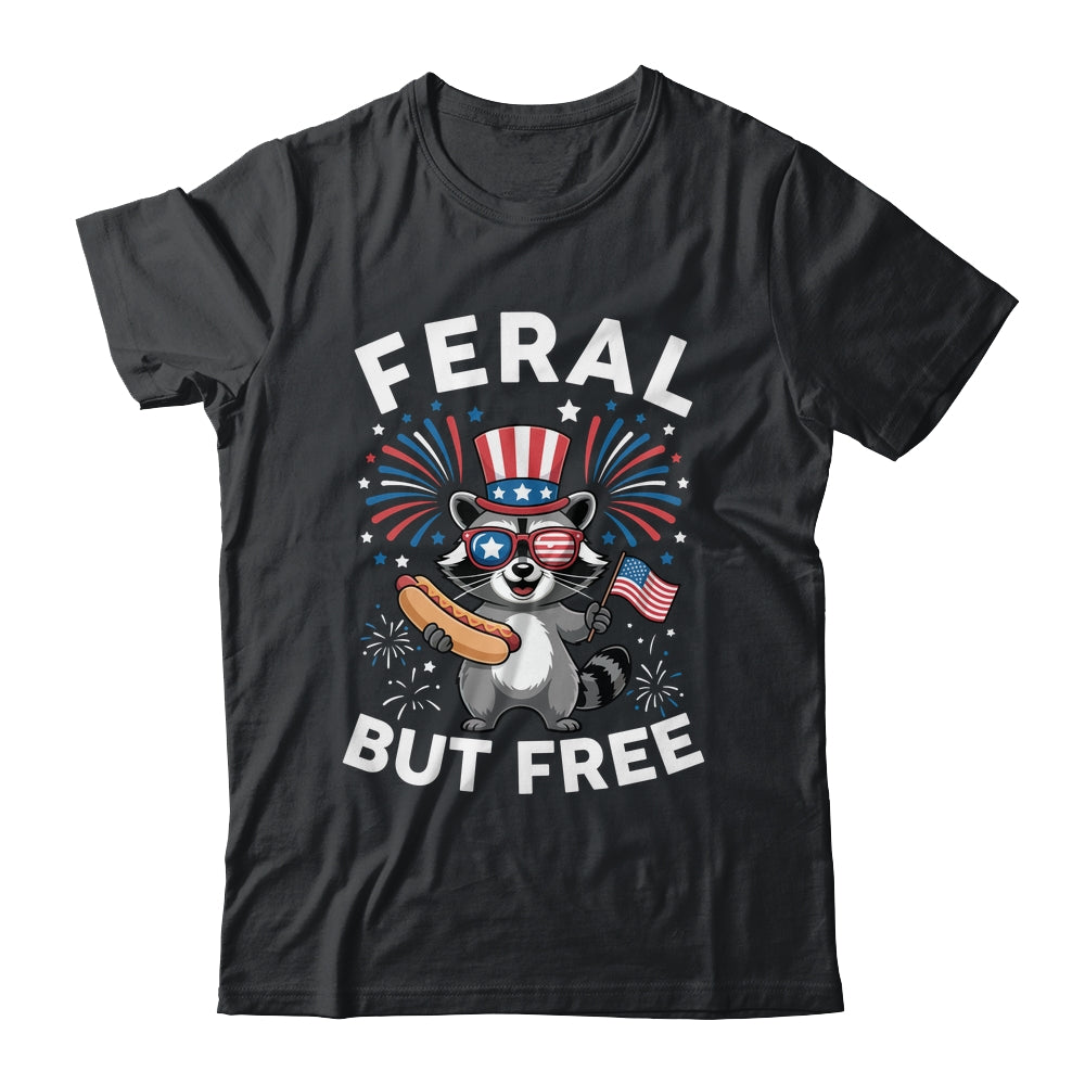 Feral But Free Patriotic Raccoon 4th Of July Raccoon Hotdog Shirt & Tank Top | teecentury