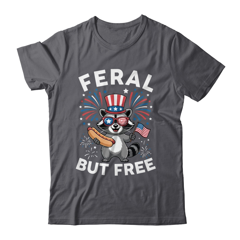 Feral But Free Patriotic Raccoon 4th Of July Raccoon Hotdog Shirt & Tank Top | teecentury