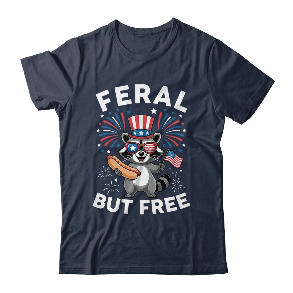 Feral But Free Patriotic Raccoon 4th Of July Raccoon Hotdog Shirt & Tank Top | teecentury