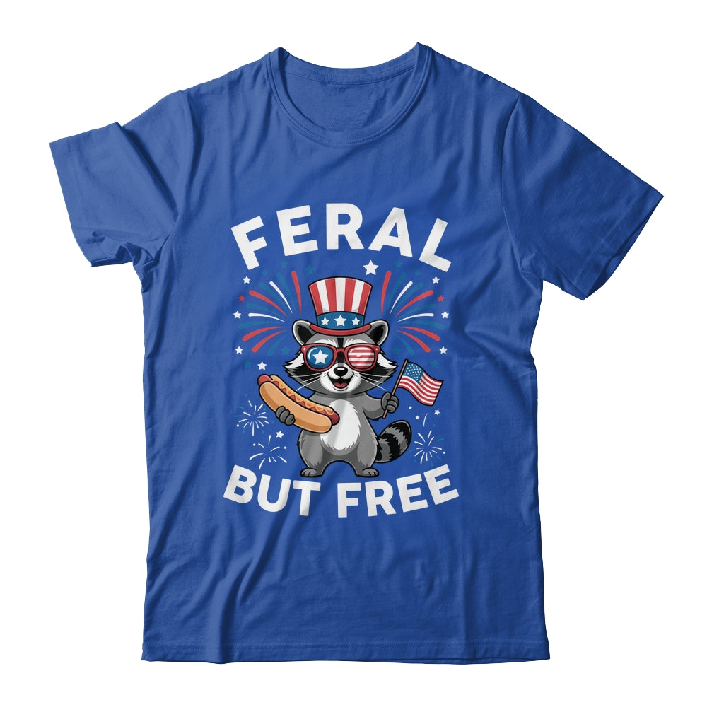 Feral But Free Patriotic Raccoon 4th Of July Raccoon Hotdog Shirt & Tank Top | teecentury