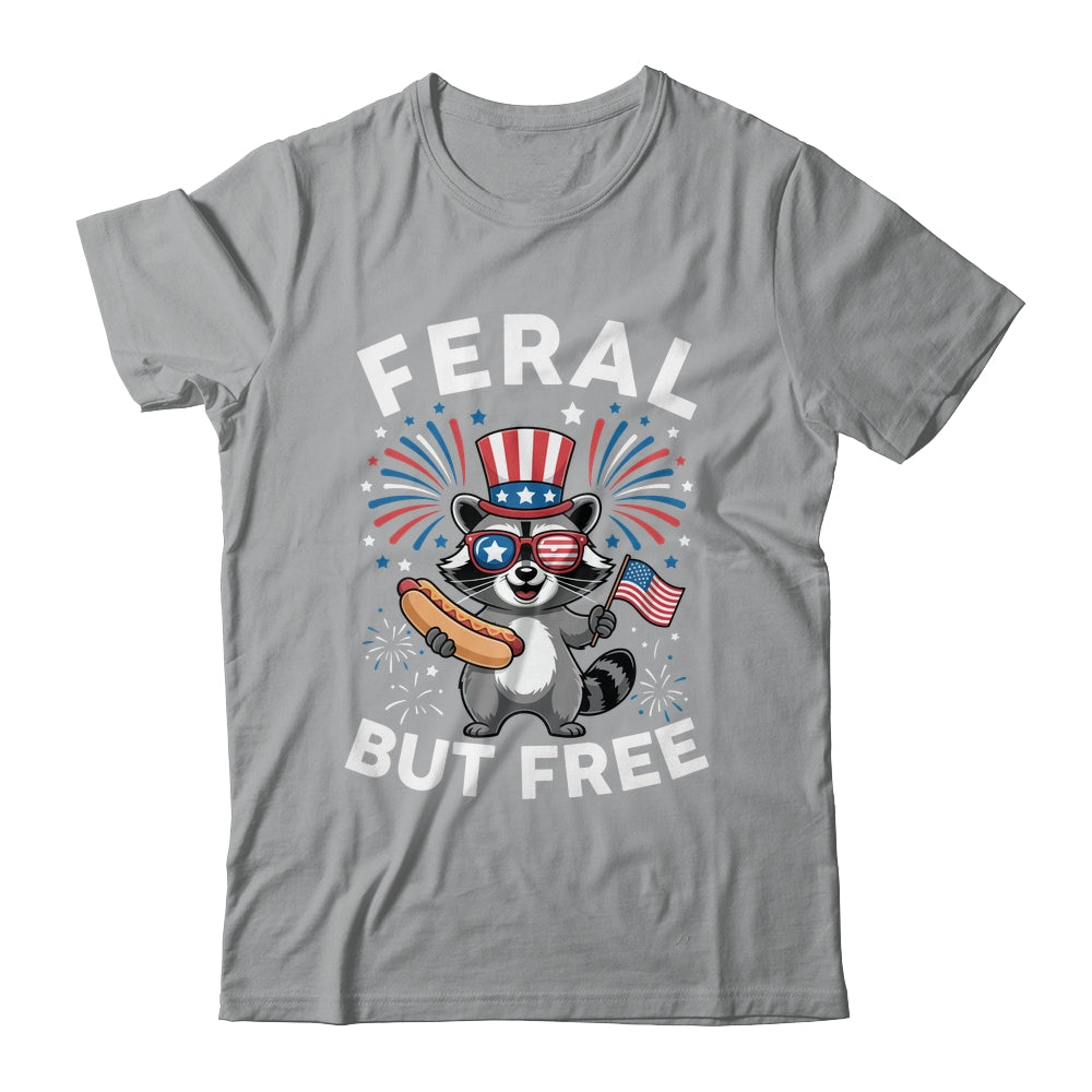 Feral But Free Patriotic Raccoon 4th Of July Raccoon Hotdog Shirt & Tank Top | teecentury