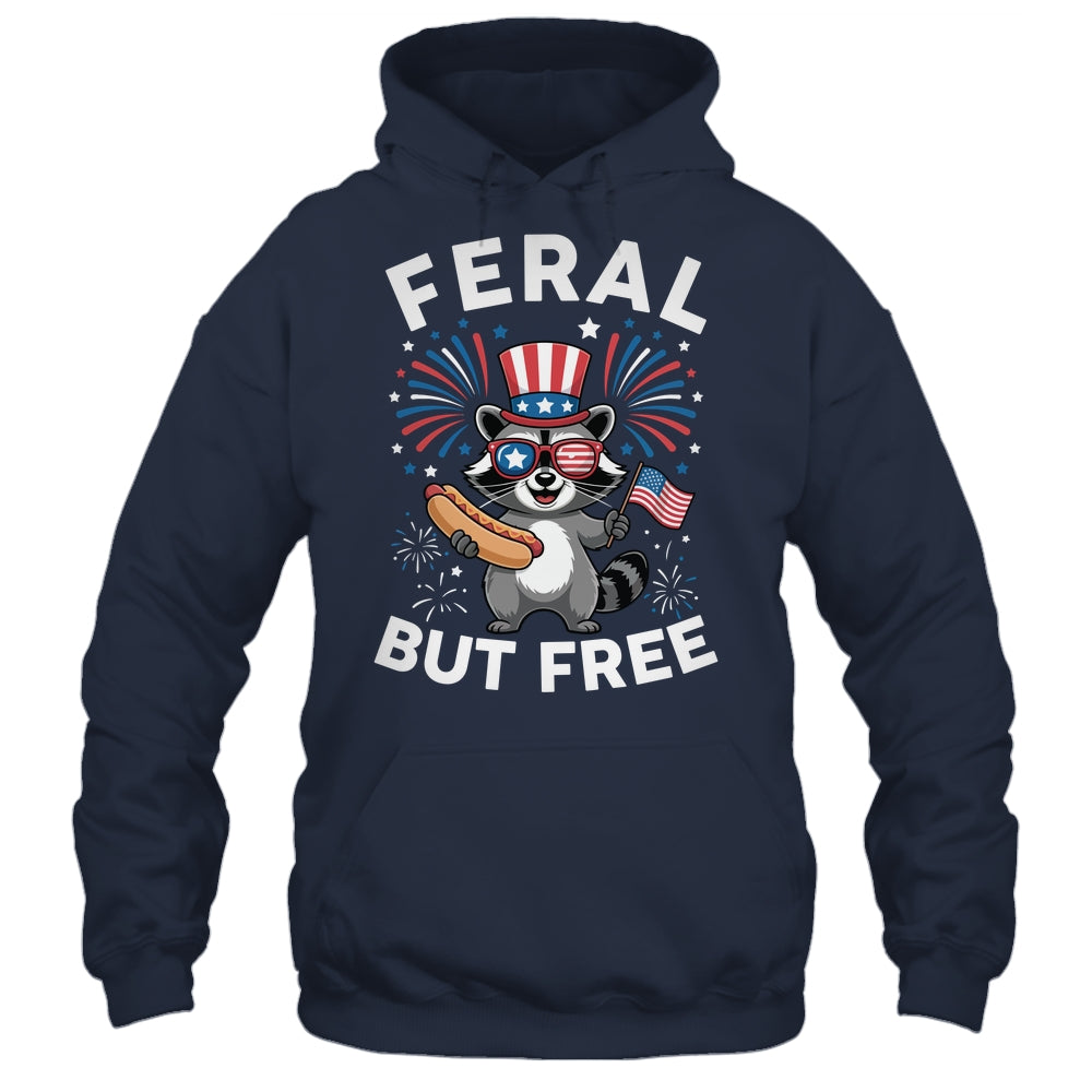 Feral But Free Patriotic Raccoon 4th Of July Raccoon Hotdog Shirt & Tank Top | teecentury