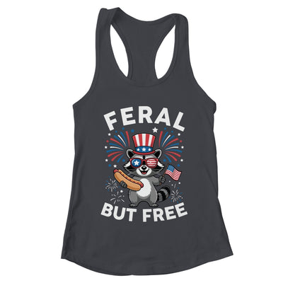 Feral But Free Patriotic Raccoon 4th Of July Raccoon Hotdog Shirt & Tank Top | teecentury
