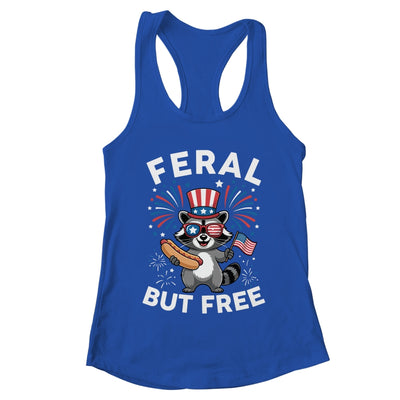 Feral But Free Patriotic Raccoon 4th Of July Raccoon Hotdog Shirt & Tank Top | teecentury