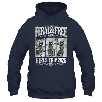 Feral & Free Girls Trip 2026 Funny Raccoon Vacation Friends Shirt & Tank Top | teecentury