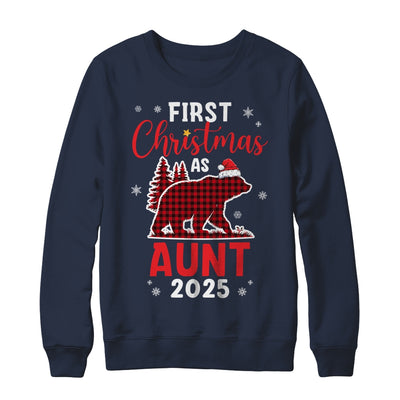 First Christmas As Aunt Red Plaid Bear Santa Hat 2025 Shirt & Sweatshirt | teecentury