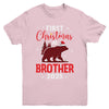 First Christmas As Brother Red Plaid Bear Santa Hat 2025 Youth Shirt | teecentury