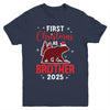 First Christmas As Brother Red Plaid Bear Santa Hat 2025 Youth Shirt | teecentury