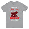 First Christmas As Brother Red Plaid Bear Santa Hat 2025 Youth Shirt | teecentury