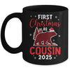 First Christmas As Cousin Red Plaid Bear Santa Hat 2025 Mug | teecentury