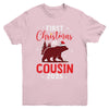 First Christmas As Cousin Red Plaid Bear Santa Hat 2025 Youth Shirt | teecentury