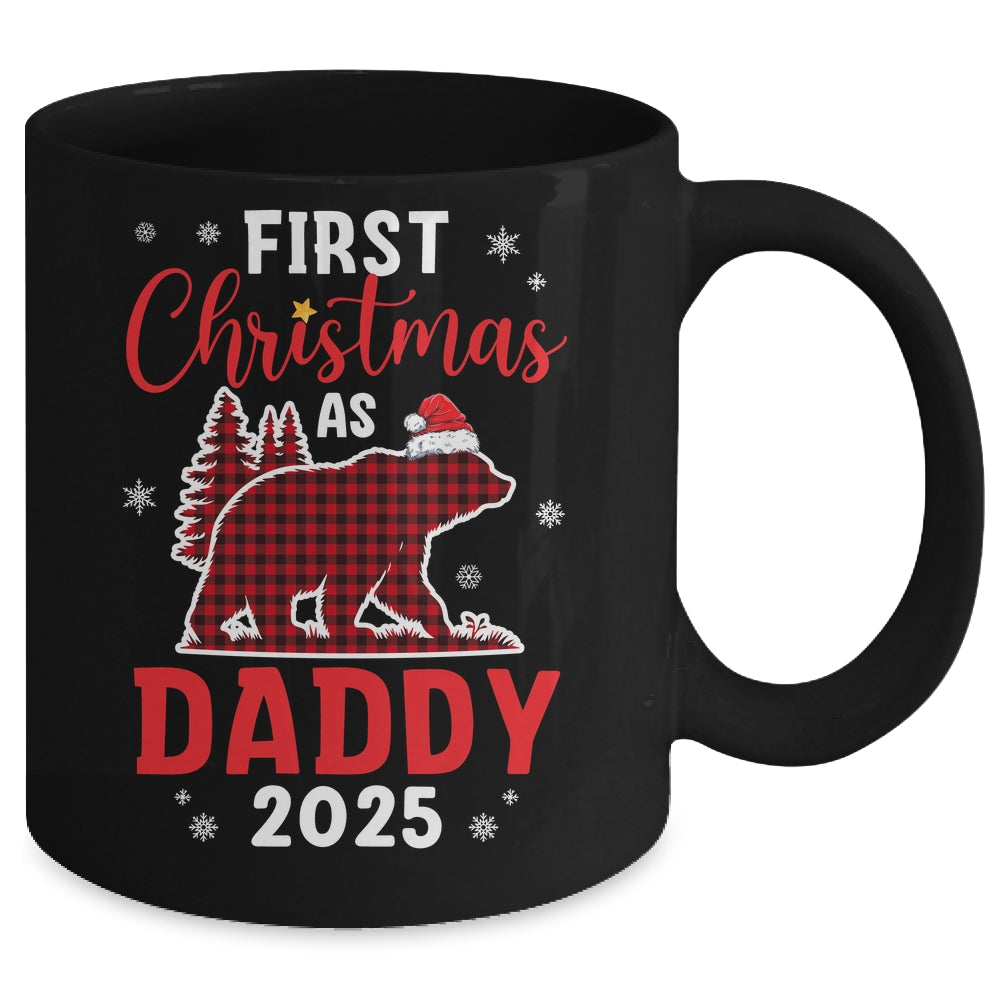 First Christmas As Daddy Red Plaid Bear Santa Hat 2025 Mug | teecentury