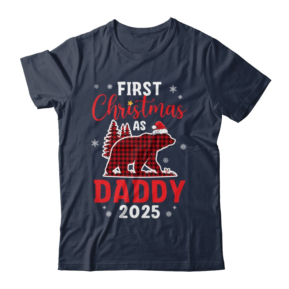First Christmas As Daddy Red Plaid Bear Santa Hat 2025 Shirt & Sweatshirt | teecentury