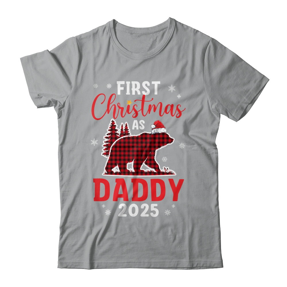 First Christmas As Daddy Red Plaid Bear Santa Hat 2025 Shirt & Sweatshirt | teecentury