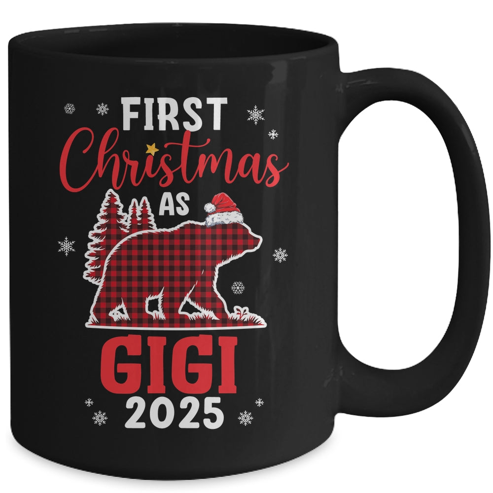 First Christmas As Gigi Red Plaid Bear Santa Hat 2025 Mug | teecentury